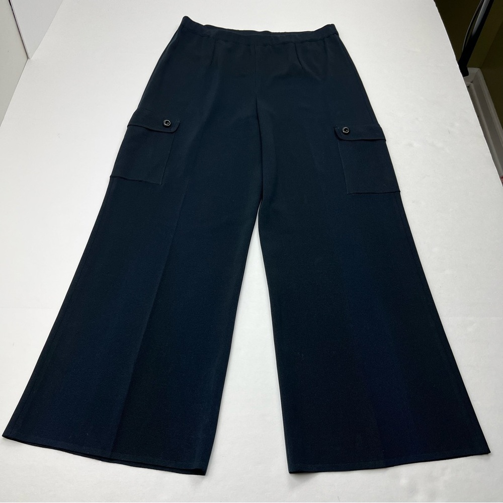 Ming Wang Black Pant Pull-On Womens Size Small Pockets‎ Stretch *TINY FLAW*